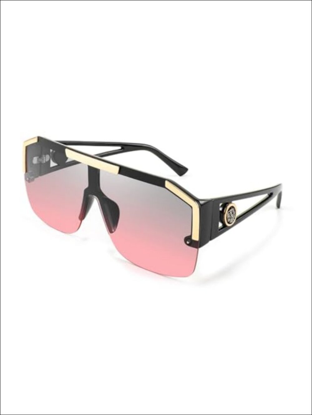 Square Oversized Shield Sunglasses Flat Top UV400 One Piece Lens